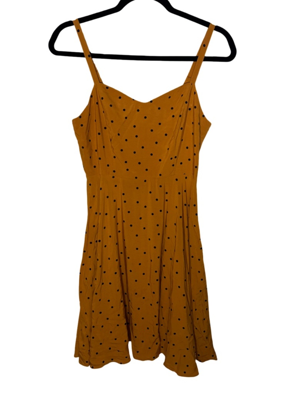 Old Navy Mustard Polka Dot Fit & Flare Cami Dress Size S Above Knee - Picture 2 of 8